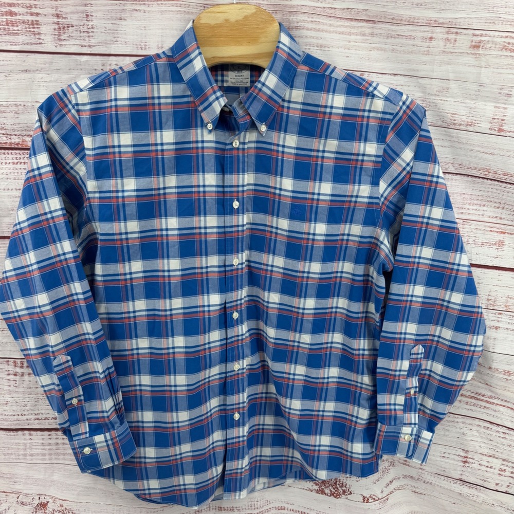 Brooks Brothers Regent Shirt Mens XL Plaid Non-Iron Supima Cotton Casual Preppy‎